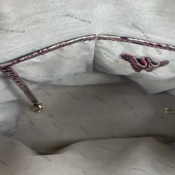 Brahmin Large Duxbury Satchel Bag Port Ombre Melbourne Purple Leather Croc